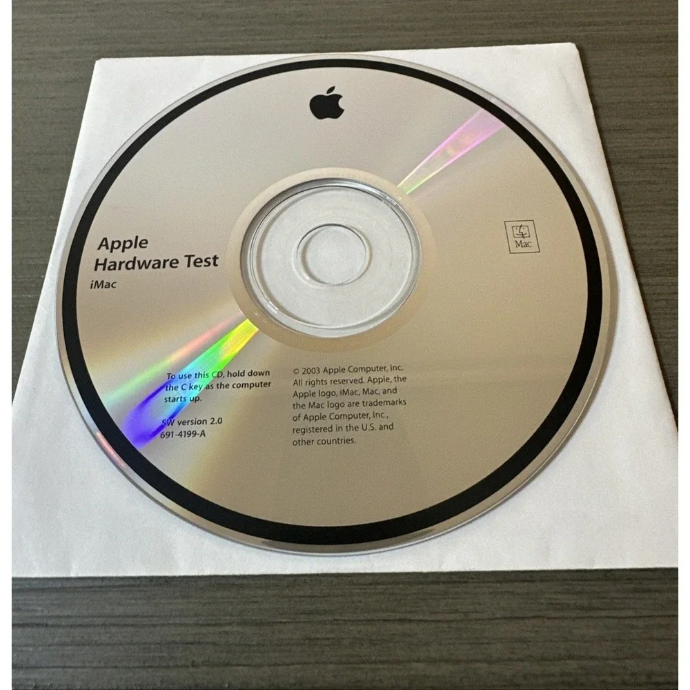 Apple Hardware Test 2003 iMac SW‎ Version 2.0. Bootable 691-4199-A